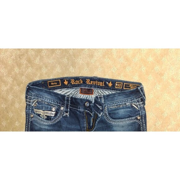 Rock Revival Jeans Women's Size 30x28 Betty Mid-Rise Straight Stretch Dark Wash - Picture 2 of 5